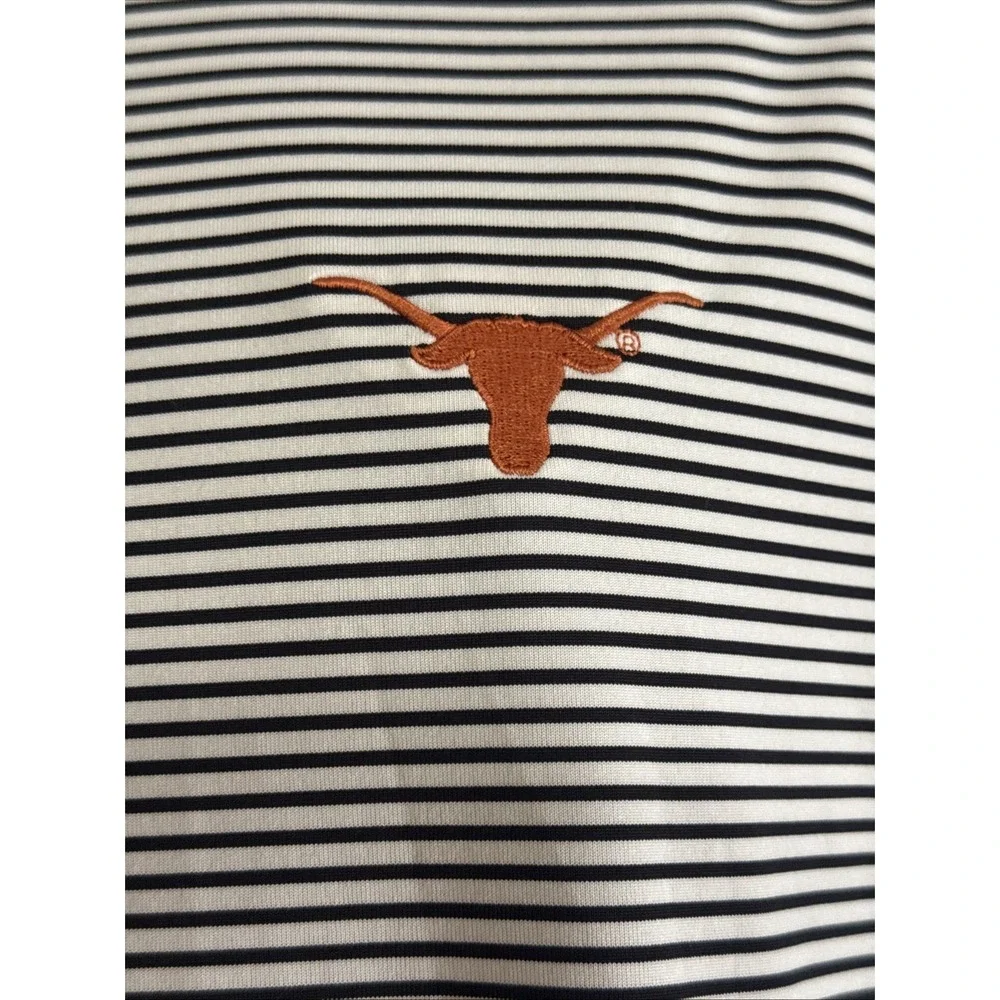 Nike Men's Dri Fit Polo Shirt XL Black White‎ Striped University Of Texas Logo